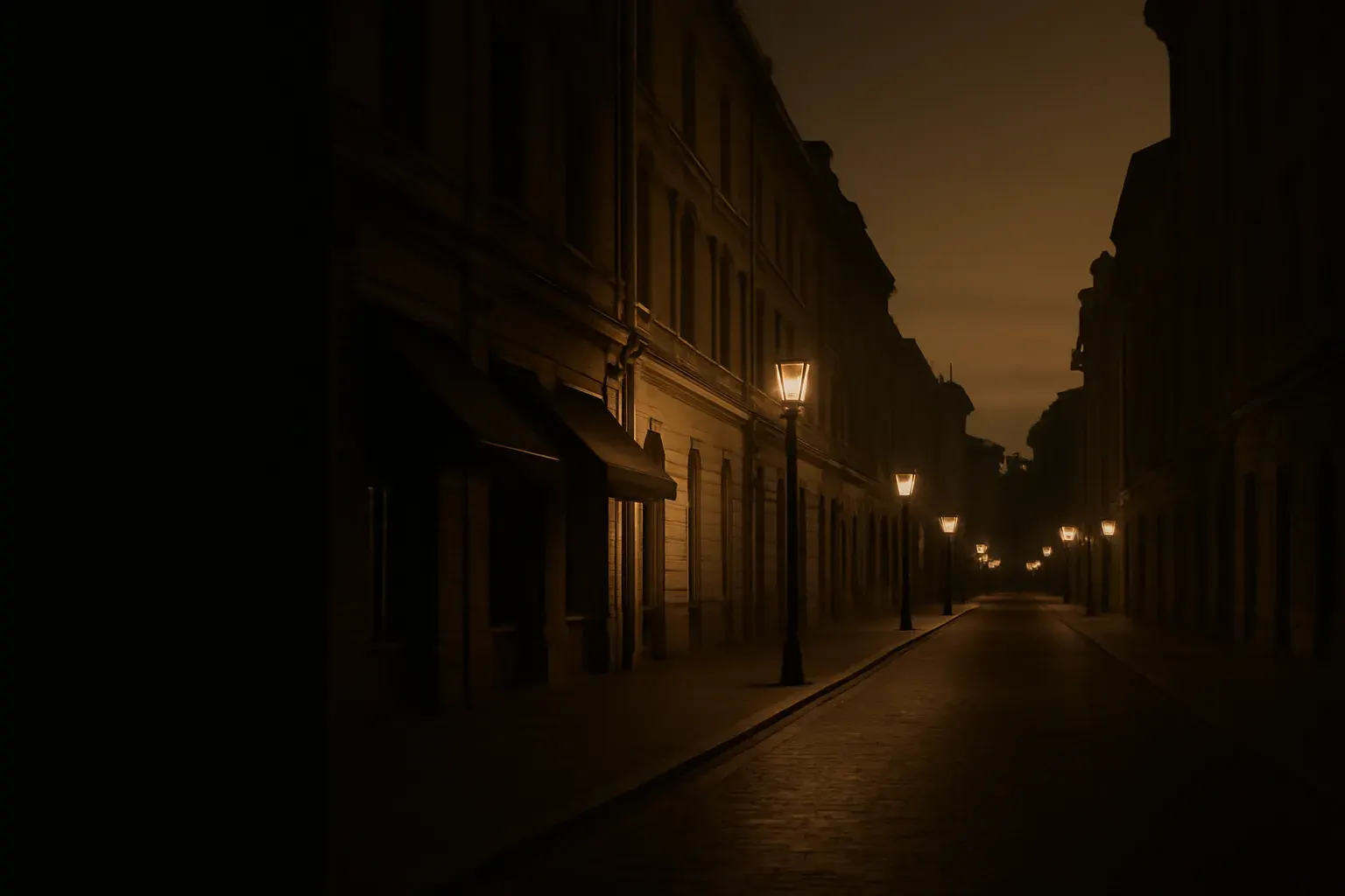 Duotone establishing shot evoking Karlsruhe, ink and gold