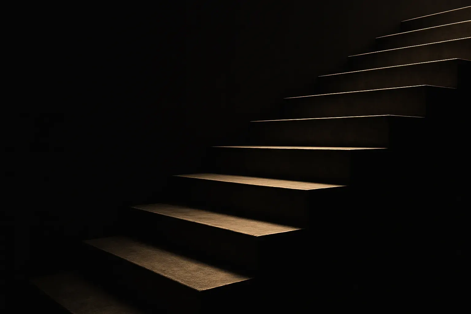 Abstract duotone geometry evoking a rank-position ladder, gold-lit against dark ground